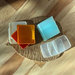 vintage set of Tupperware Square Away containers, & sandwich keepers